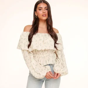 Missen Olivia & Kate Army Groene Bloemen Off Shoulder-Top