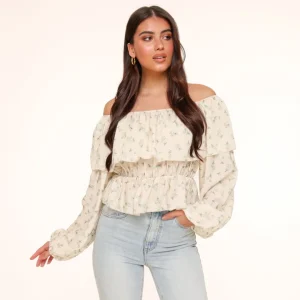 Missen Olivia & Kate Army Groene Bloemen Off Shoulder-Top