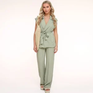 Missen Olivia & Kate Army Groene Linnen Viscose-Broek