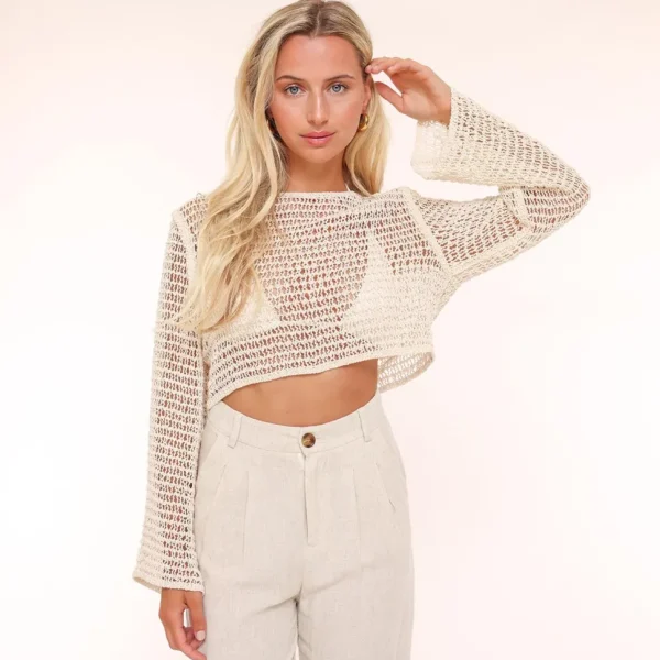 Missen Olivia & Kate Beige Gehaakte Ls-Top