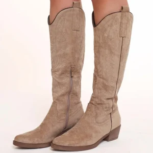 Missen Olivia & Kate Beige Hoge Suede Cowboy-Laarzen