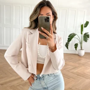 Missen Olivia & Kate Beige Oversized Cropped-Blazer