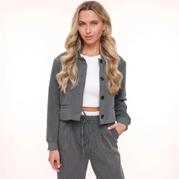 Missen Olivia & Kate Donkergrijze Studio Witte Rand-Pantalon