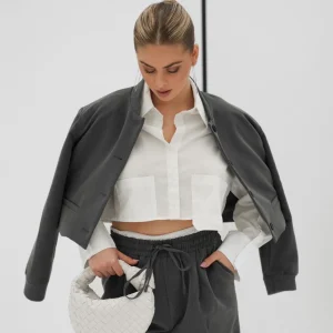 Missen Olivia & Kate Donkergrijze Studio Witte Rand-Pantalon