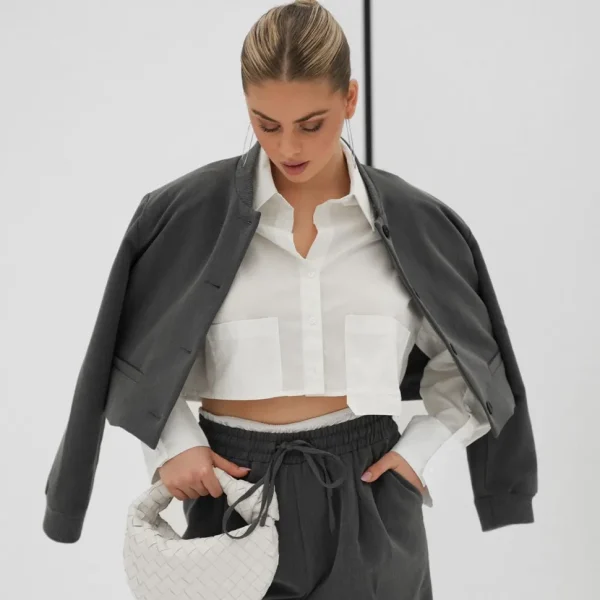 Missen Olivia & Kate Donkergrijze Studio Witte Rand-Pantalon