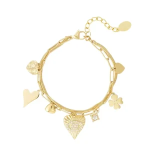 Missen Olivia & Kate Gouden Dubbele Bedels Schakel-Armband