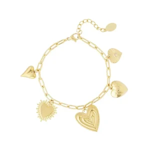 Missen Olivia & Kate Gouden Hartjes Bedels Schakel-Armband