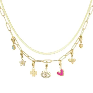 Missen Olivia & Kate Gouden Trendy Bedels Dubbele Schakel-Ketting