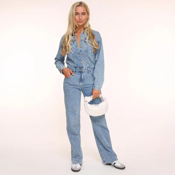 Missen Olivia & Kate Lichtblauwe Denim Ls-Jumpsuit