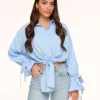 Missen Olivia & Kate Lichtblauwe Gestrikte Cropped-Blouse