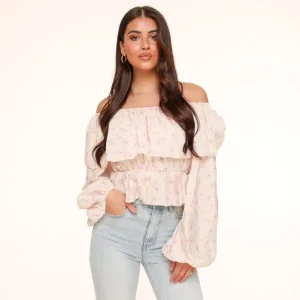 Missen Olivia & Kate Lila Bloemen Off Shoulder-Top