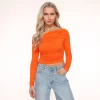 Missen Olivia & Kate Oranje Gedrapeerde Off Shoulder-Top