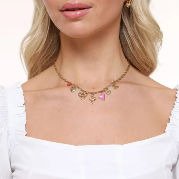 Missen Olivia & Kate Roze Details Ronde Schakel-Ketting