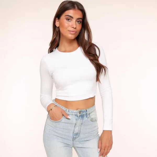 Missen Olivia & Kate Witte Basic Ls Cropped-Top