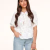 Missen Olivia & Kate Witte Bloemen Korte Pofmouwen Strikjes-Blouse