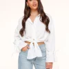 Missen Olivia & Kate Witte Gestrikte Cropped-Blouse