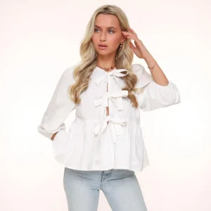 Missen Olivia & Kate Witte Strikjes 3/4 Mouwen-Blouse