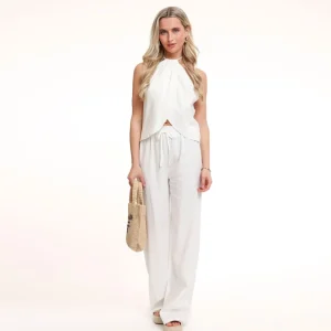 Missen Olivia & Kate Witte Tall Linnen-Broek