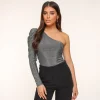 Missen Olivia & Kate Zilveren Glitter One Sleeve-Top