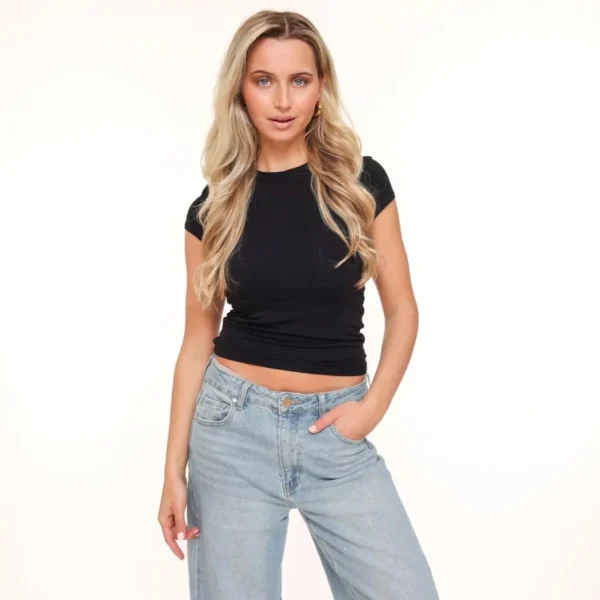 Missen Olivia & Kate Zwarte Basic Ss-Top