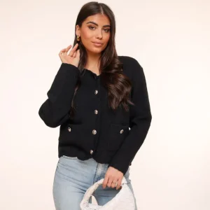 Missen Olivia & Kate Zwarte Gouden Knopen Details Ls-Vest
