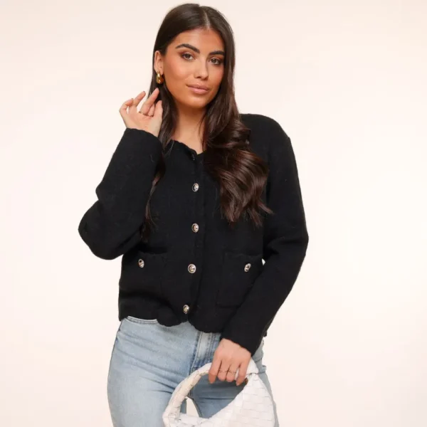 Missen Olivia & Kate Zwarte Gouden Knopen Details Ls-Vest