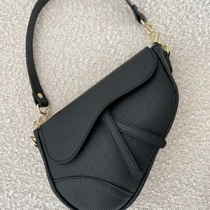 Missen Olivia & Kate Zwarte Leren Saddle-Tas