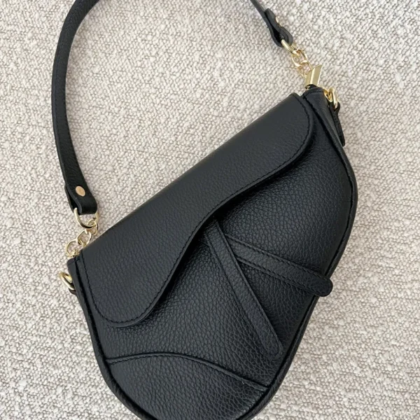 Missen Olivia & Kate Zwarte Leren Saddle-Tas