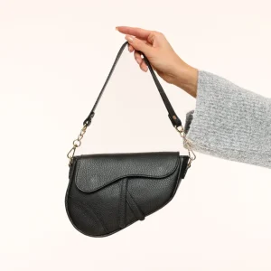 Missen Olivia & Kate Zwarte Leren Saddle-Tas