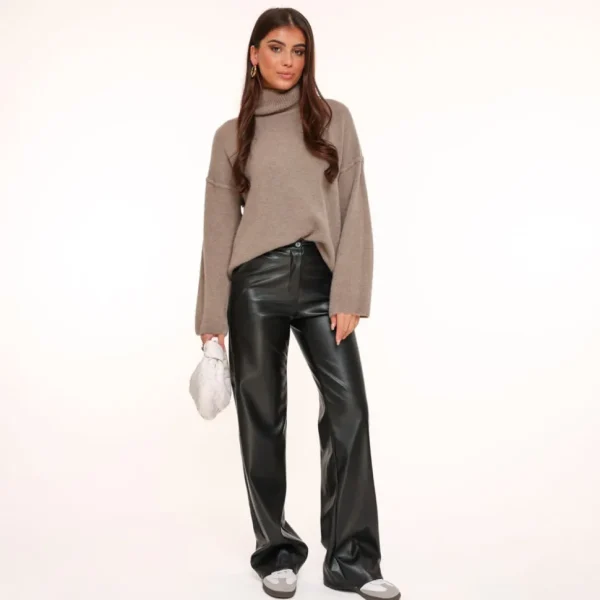 Missen Olivia & Kate Zwarte Pu Leren-Broek